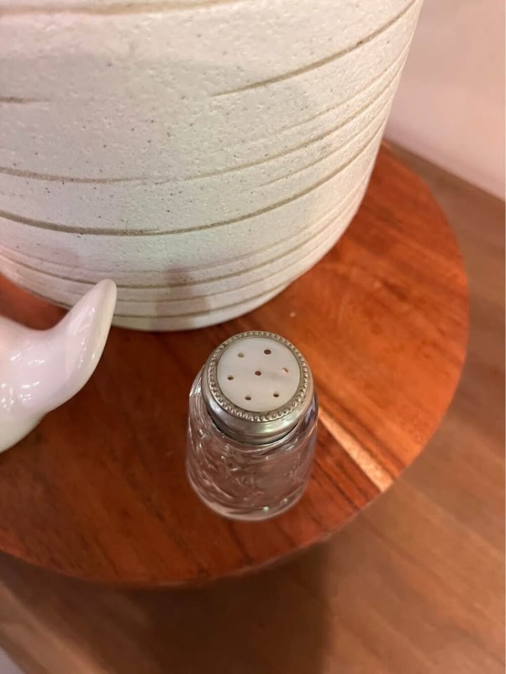 Antique Crystal Sterling Mother of Pearl Salt Pepper Shaker - Picture 2 of 2